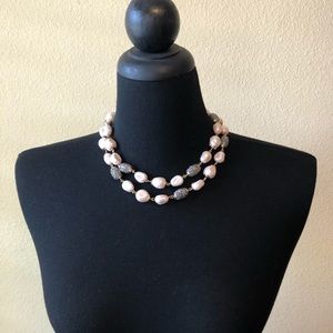 36 inch Pearl and Sparkle Beaded Necklace.